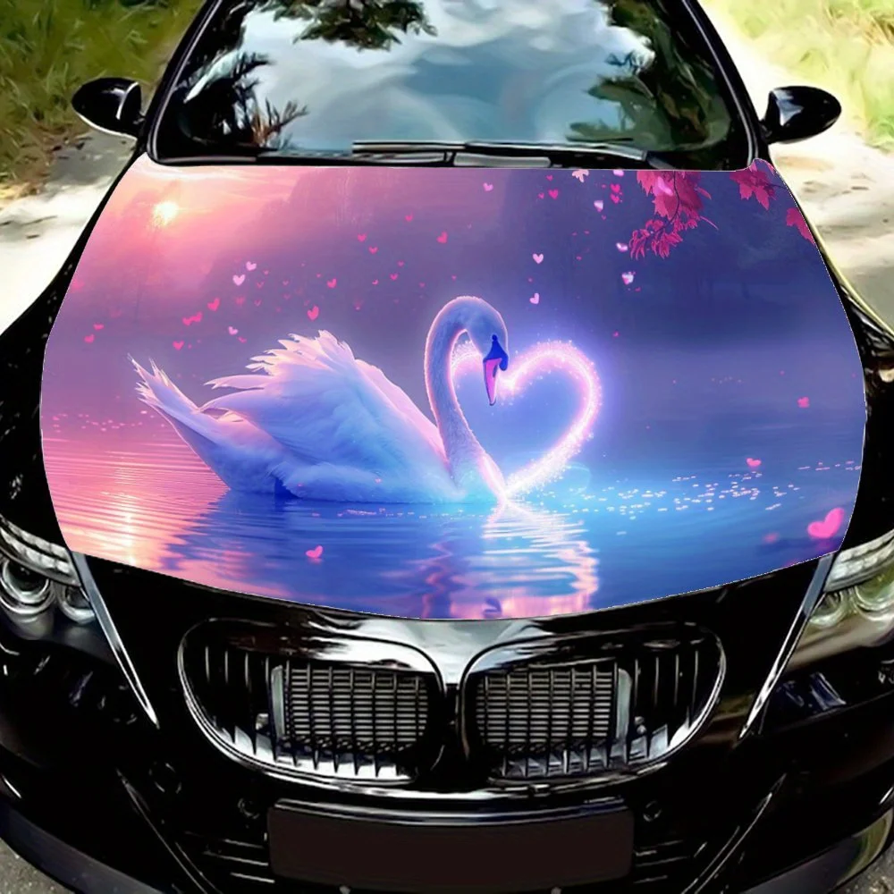 

Star - Shining Heart Swan Print Car hood stickers, waterproof self-adhesive car vinyl stickers, car decoration protection sticke
