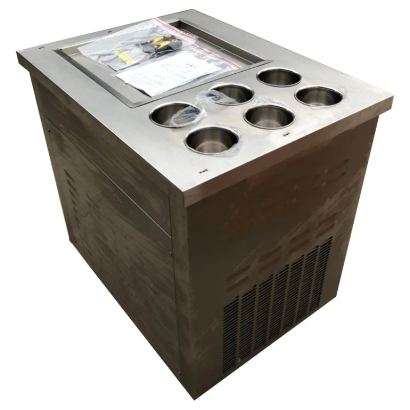 Single pot fried ice roll yogurt machine, six-barrel smart fried roll machine