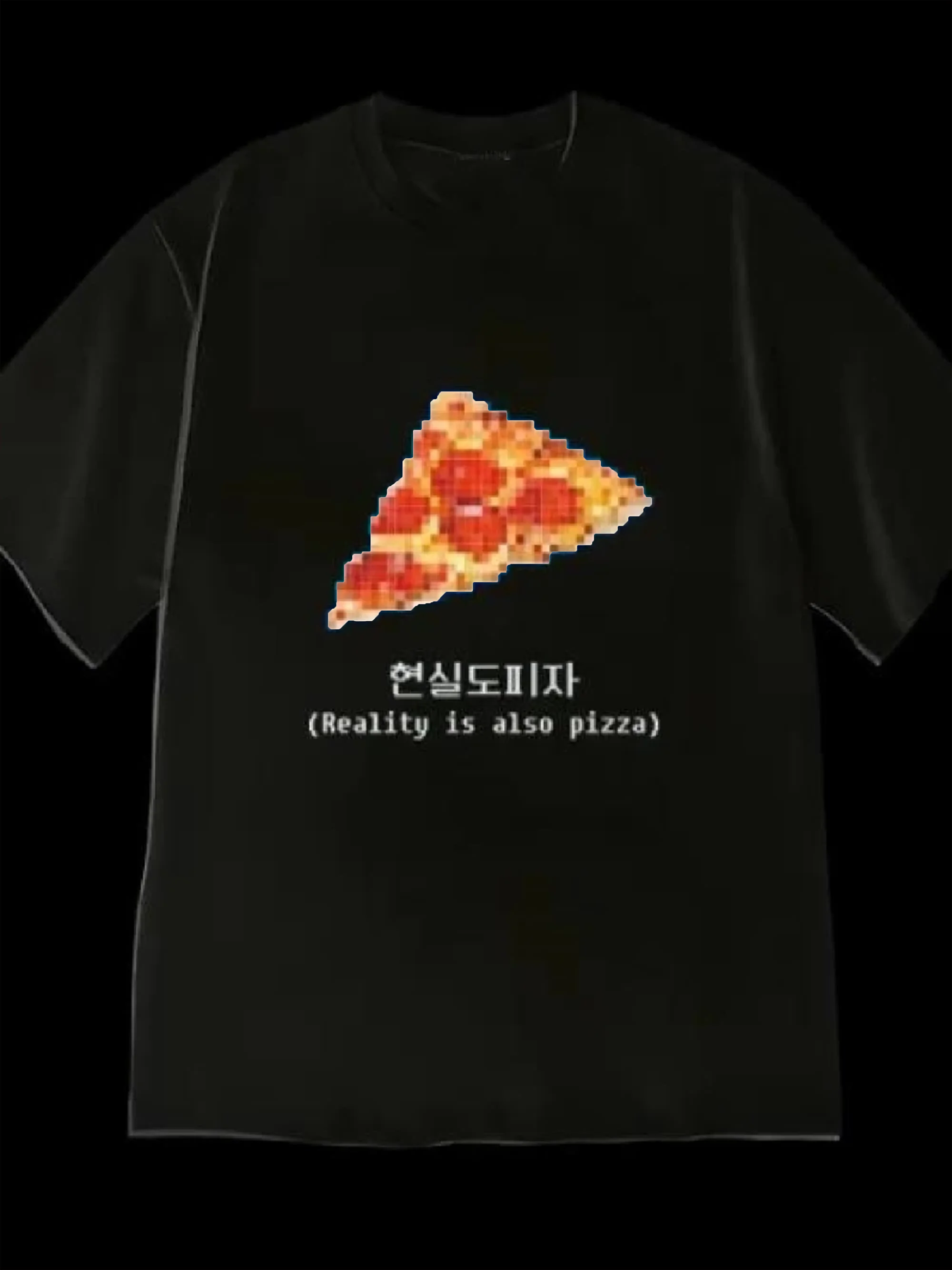 Y2k Short-Sleeved Women T-Shirt with Korean Letter Pizza Print Casual Short Sleeves Made From Fabric A Perfect Choice for Summer