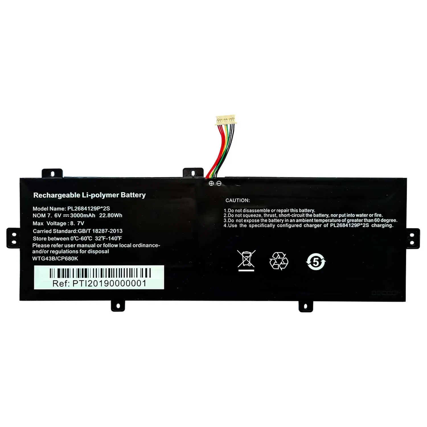 Battery Compatible Notebook Multilaser Legacy Cloud PC150 ML-Wl09 Pl2684129p 2s 7.6V 8.7V 3000mAh