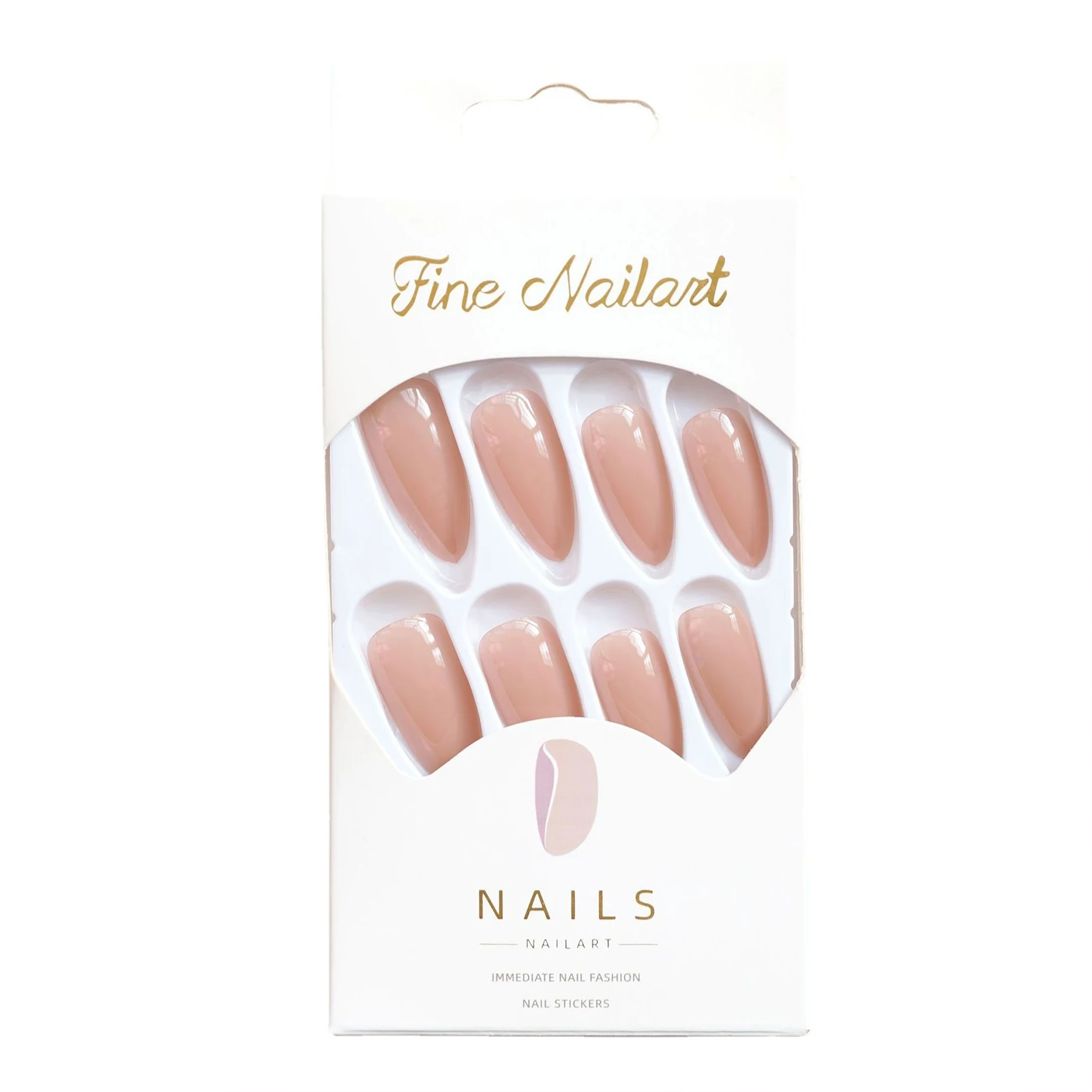 Long Almond Beige Fake Nails No Stimulation Press-on Artificial Nails for Fingernail DIY at Home