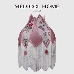 Paralume da terra Vintage Medicci Home con nappa di perle soffice velluto di seta francese soggiorno lampada da comodino paralume realizzato a mano