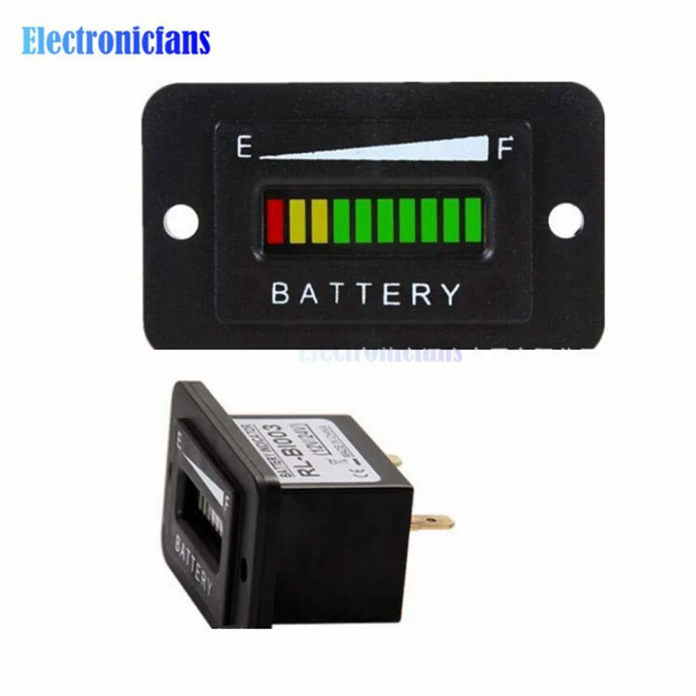 12V24V36V 48V Battery Meter LED Battery Voltage Display Golf Cart Battery Capacity Indicator Waterproof Battery Monitor for Cars