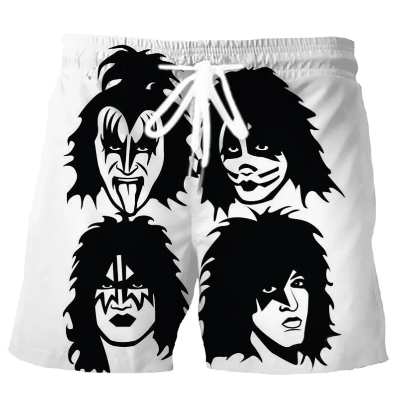 KISS Rock Band-pantalones cortos de playa con estampado 3D para hombre, bañador informal a la moda, ropa de baño