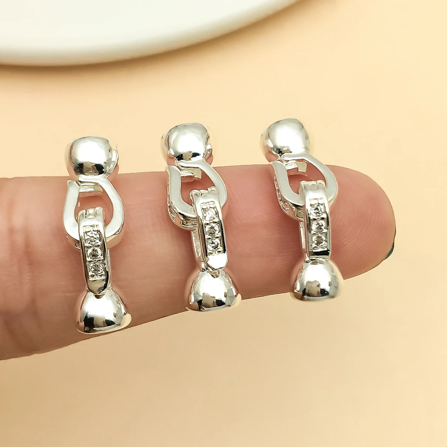 2pcs 18k Gold-Plated Copper Thick Silver Zircon Final Design Jewelry Making DIY Earrings Charms for Jewelry Bracelets Necklace