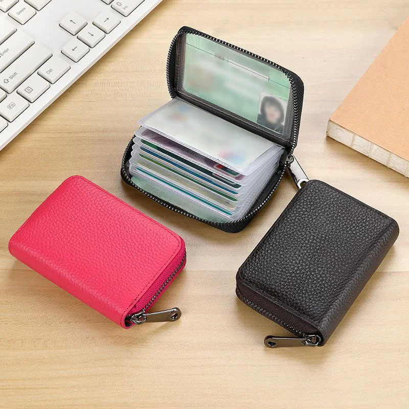 Litchi Texture Zipper Accordion Card Wallet, Multi-slot for Driver License, Bank Cards & Small Change, Unisex Portable Design