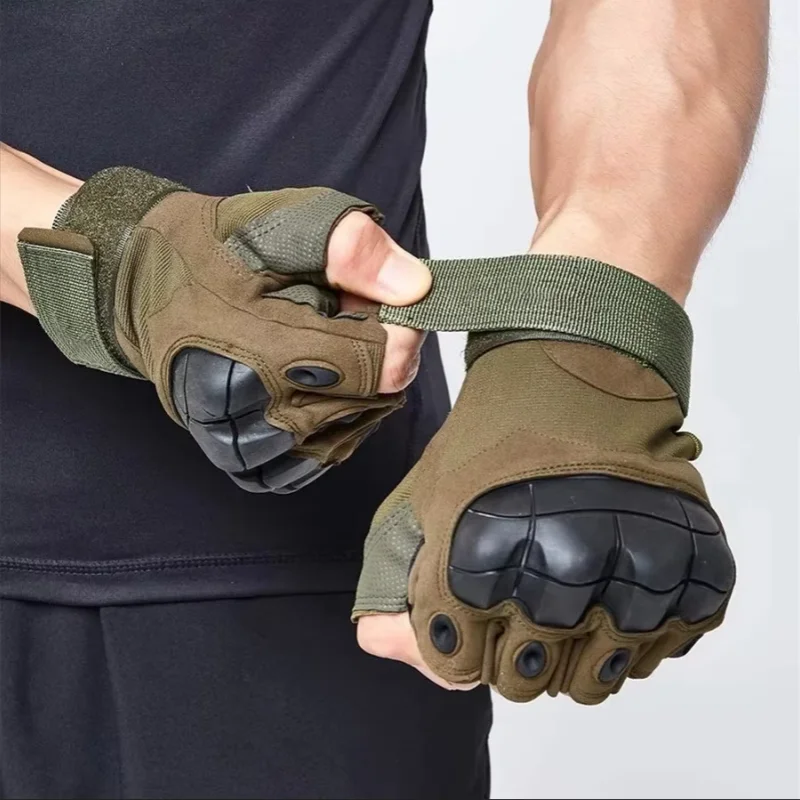 Outdoor Fingerless Gloves Hard Knuckle Paintball Airsoft Hunting Combat Riding Hiking Half Finger Gloves