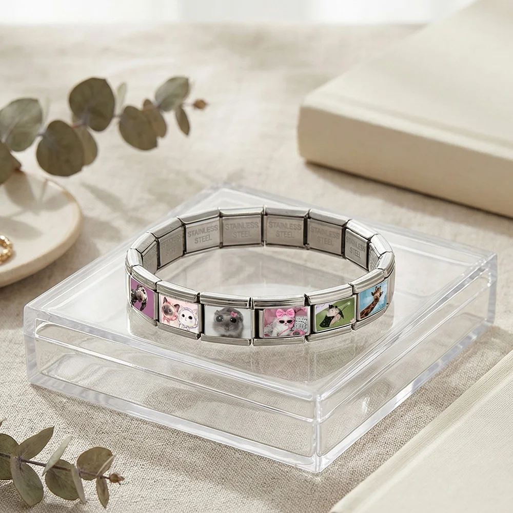 Cute Cat Mouse Animal Pattern Series Bead DIY Making Italian Charm Bracelet Fit 9mm Stainless Steel Bracelet Women Men Jewelry