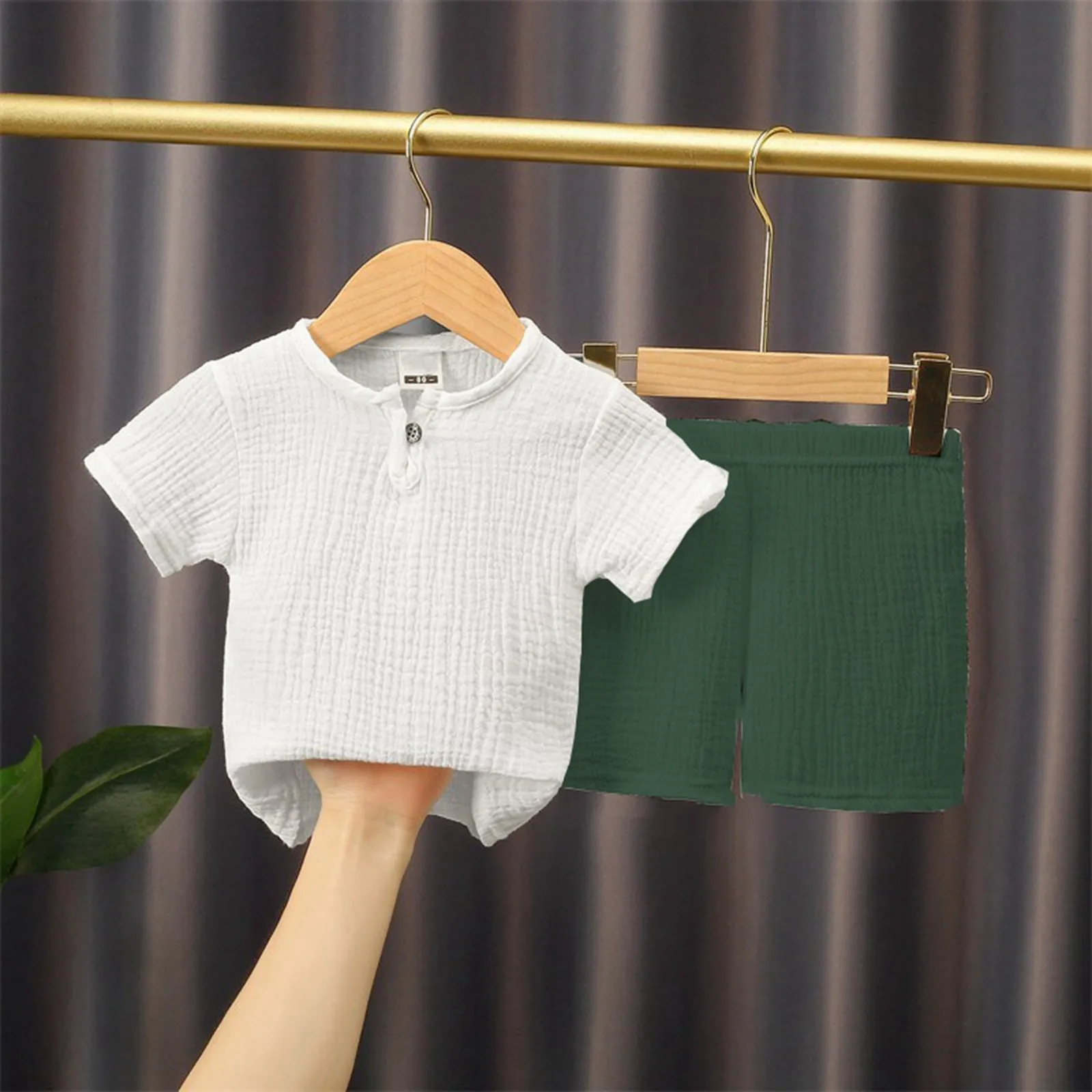 6M,12M,18M,24M,3T,4T,5T Toddler Summer Short Sleeve Set For Baby Boys 2Pieces Children's Soft Cotton Solid Color Casual Outfits