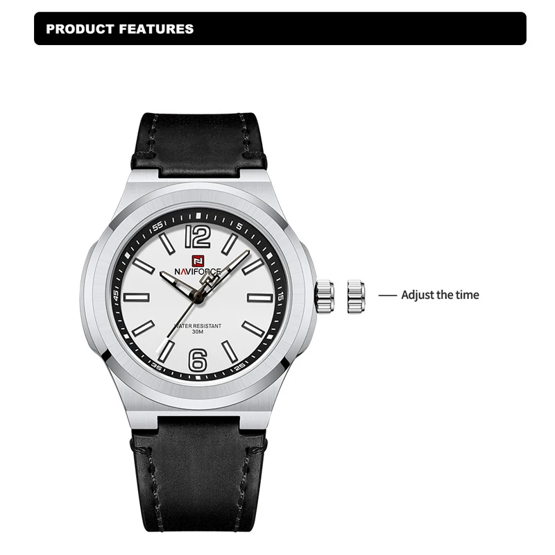 NAVIFORCE montres en cuir à Quartz originales pour homme horloges sport étanche avec mouvement Seiko montre-bracelet homme pour horloge cadeaux