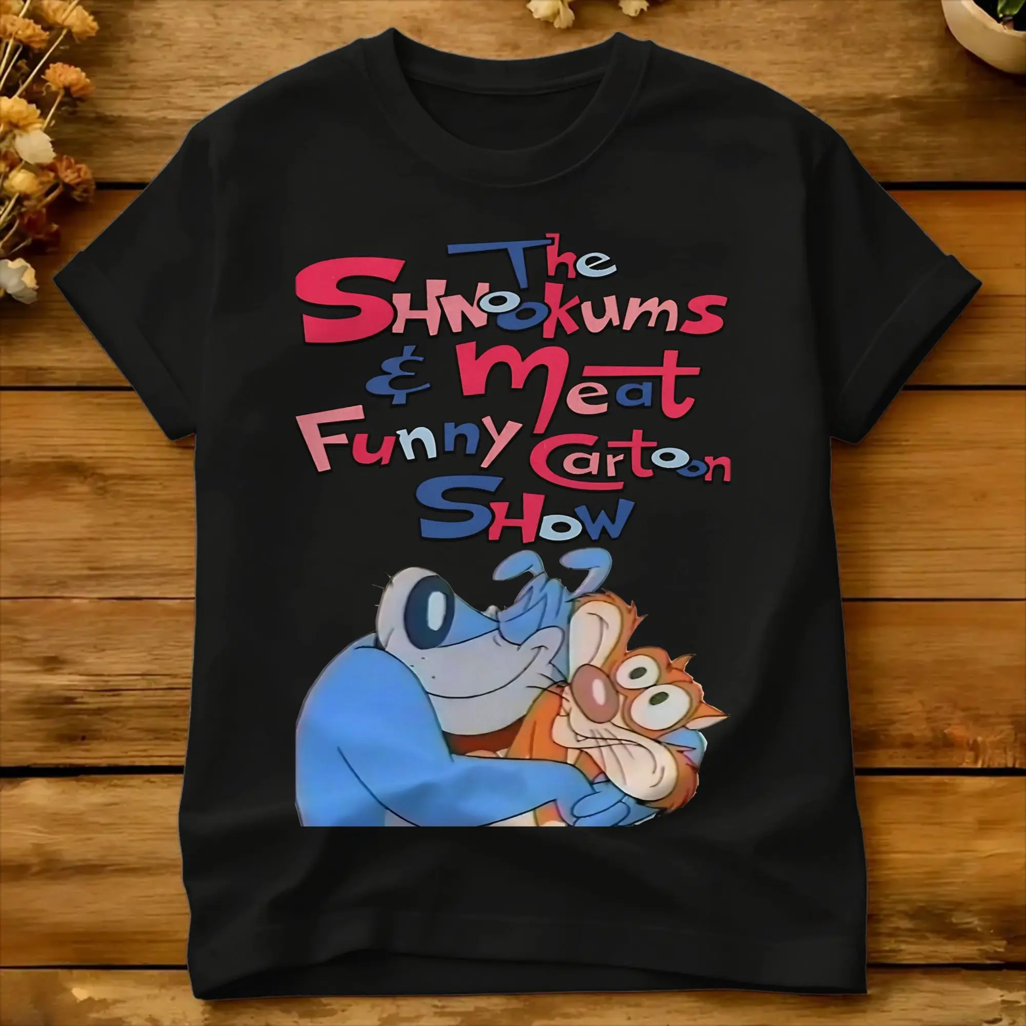 Shnookums And Meat   T Shirt Summer Ren And Stimpy  Vintage T-Shirts 100 Cotton Fashion Tee Shirt For Men's Casual Top Tees