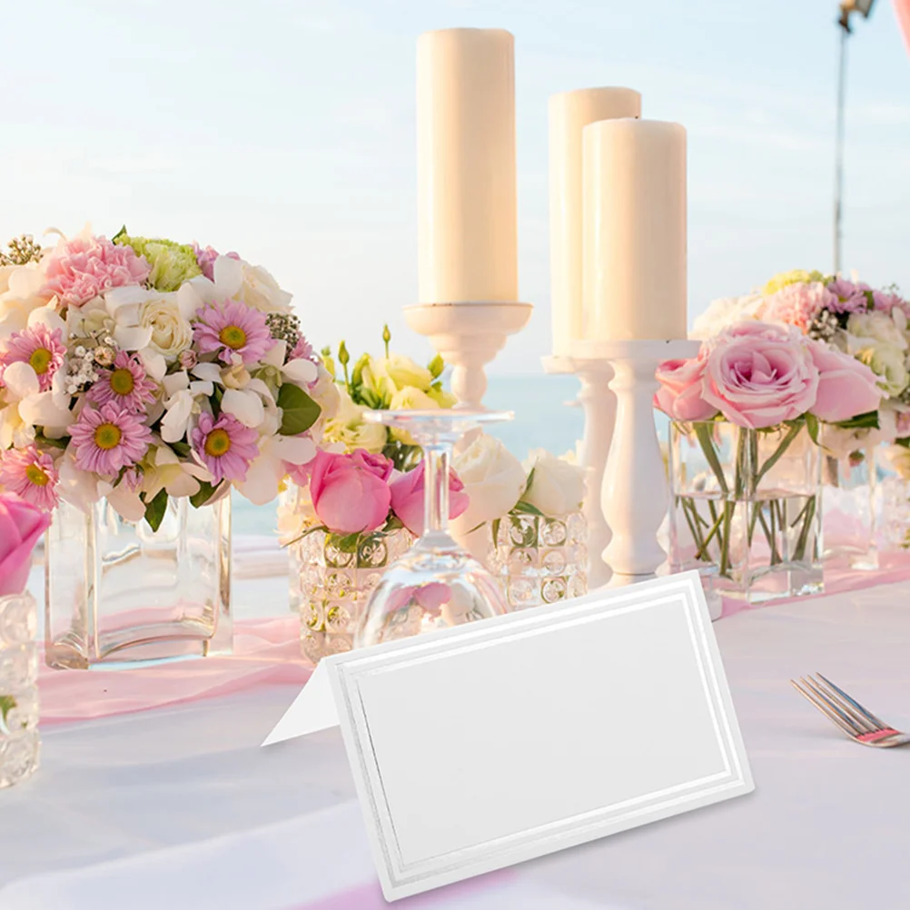 

100 Pcs Place Delicate Table Cards Foldable Table Name Cards Wedding Reserved Seat Signs Banquet Blank Signs Elegant