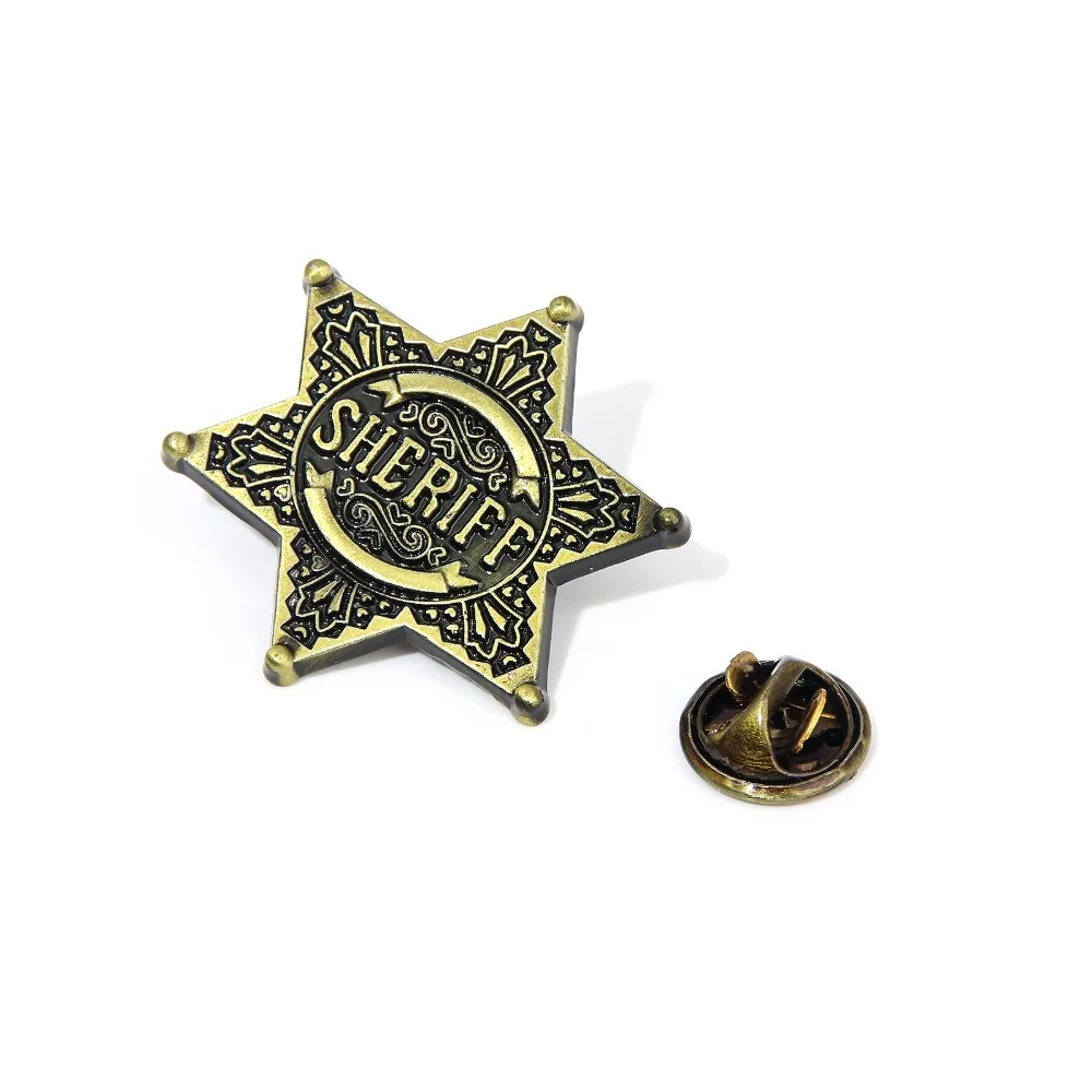 Vintage Adults Sheriff DEPUTY Badge Brooches Western Cowboy Star County Police Honor Medal for Kids Anniversary Jewelry Gifts