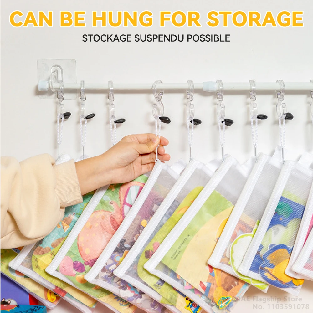 منظم غرفة الأطفال لحقيبة تخزين ألعاب الألغاز ولوحة مكعبات البناء، جيب بسحاب للمدرسة والمنزل والمكتب والسفر