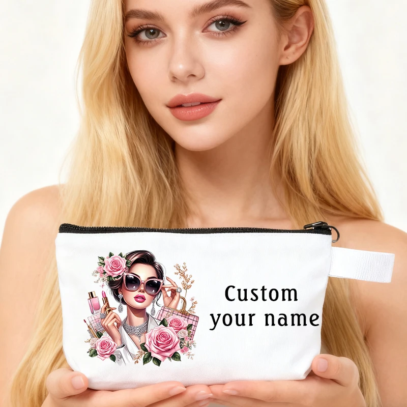 

Custom Your Name Makeup Bag Organizers Fashion Design Travel Pouch Stationery Organizer Pencil Cases Women's Cosmetic Bags