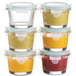 5oz Small Glass Meal Prep Food Storage Container - Airtight, Leakproof, Microwave & Dishwasher Safe - Perfect for Snacks, Dips