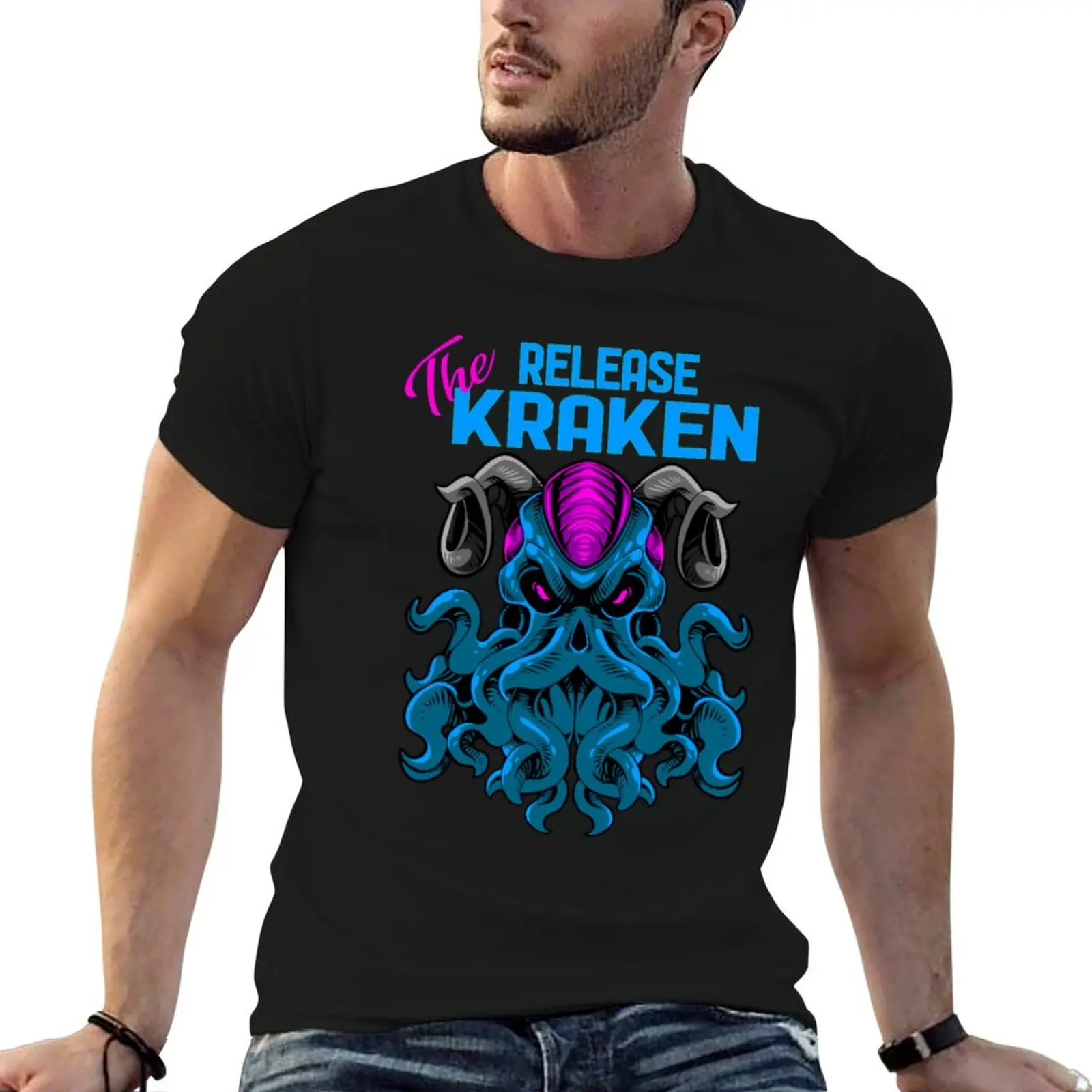 

Kraken the humor Monster Kraken Sea t funny Kraken summer man Giant shirt shirts Release T-Shirt Vintage dark t