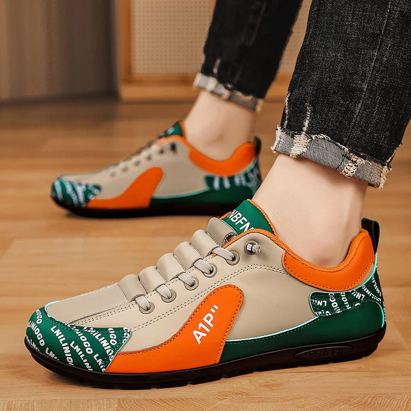 

Men's All-Season Breathable Leather Casual Shoes - Slip-On Soft-Sole Agan Shoes, Fleece-Lined Warm Winter Sneakers