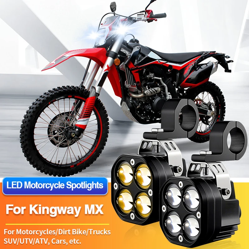 

1 Set LED Motorcycles Headlight 2-Color Fog Light Spotlight Off Road for Kingway MX KW200ZH-8PUB/MX KW200ZH-82R/MX KW200ZH-G8GA