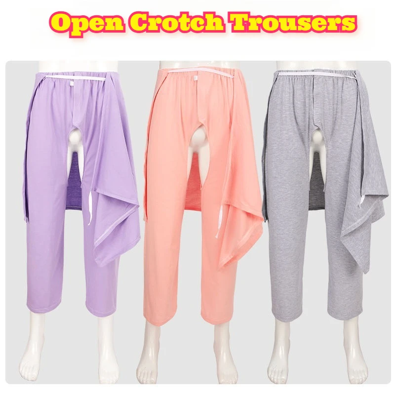 Adult Open Crotch Pants Incontinence Washable Soft Bedridden Elderly Unisex Summer Lightweight Absorbent Comfort New Product