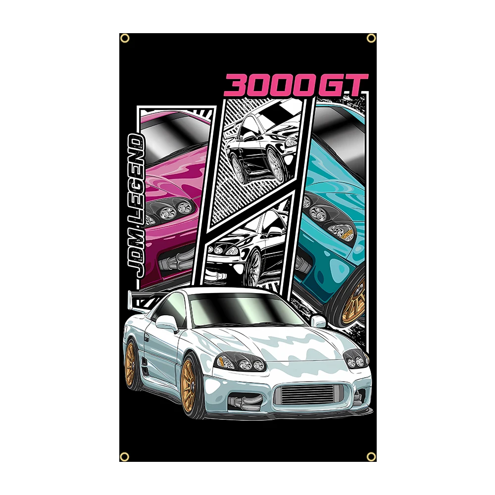 FLAGDOM JDM Car Flag Polyester 2x3ft 3x5ft EVO 3000GT Poster Banner for Home Room Outdoor Decor