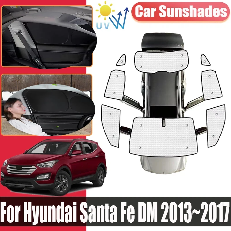 Sun Visor For Hyundai Santa Fe DM 2013 2014 2015~2017 Cars Sunshades Anti-UV Privacy Blocks Sunscreen Window Auto Accessories
