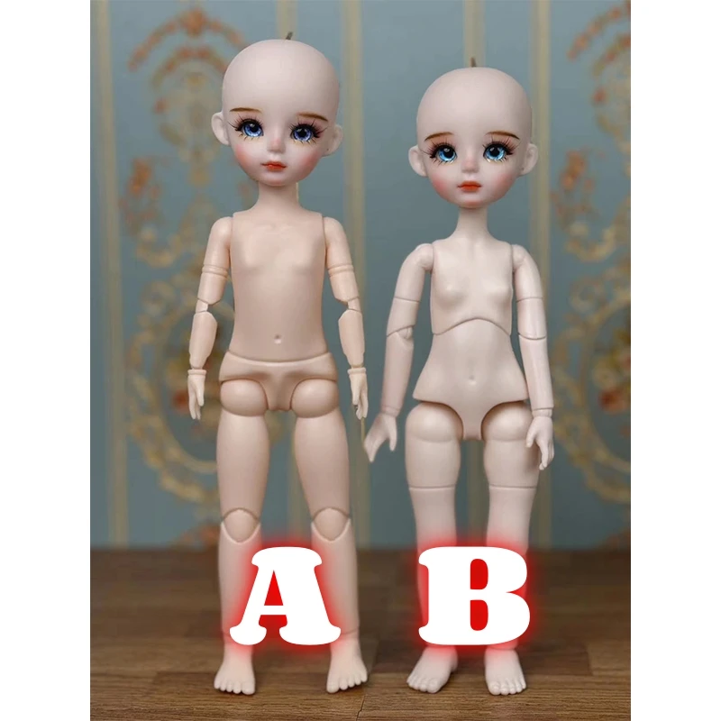 New Cute 30cm Doll Head 1/6 BJD Doll DIY Practice Makeup Whole Doll Toy Gift for Children and Girls (Open Head Can Change Eyes)