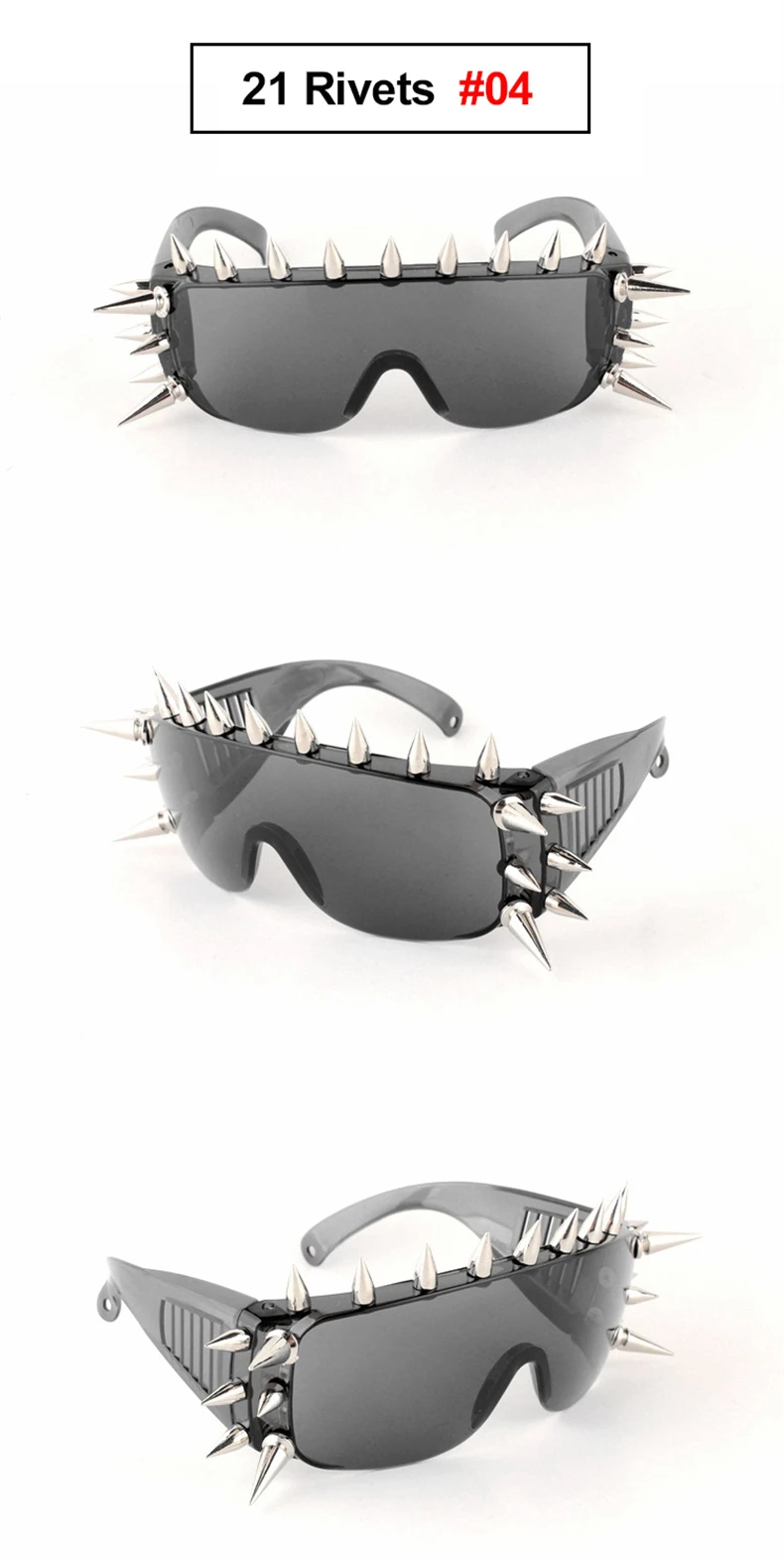 Neue Niet Spike Dekoration Wild Rock Steampunk Sonnenbrille 2022 coole Mode Bühne Bar Party Sonnenbrille Brille Oculos de Sol – Detail 8