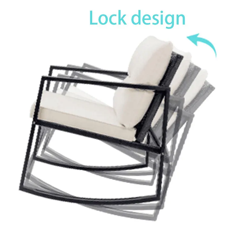 كرسي هزاز من الخيزران المقاوم للطقس قابل للتعديل لكبار السن يمكنه النوم لمجموعة أريكة غرفة المعيشة في الهواء الطلق #5