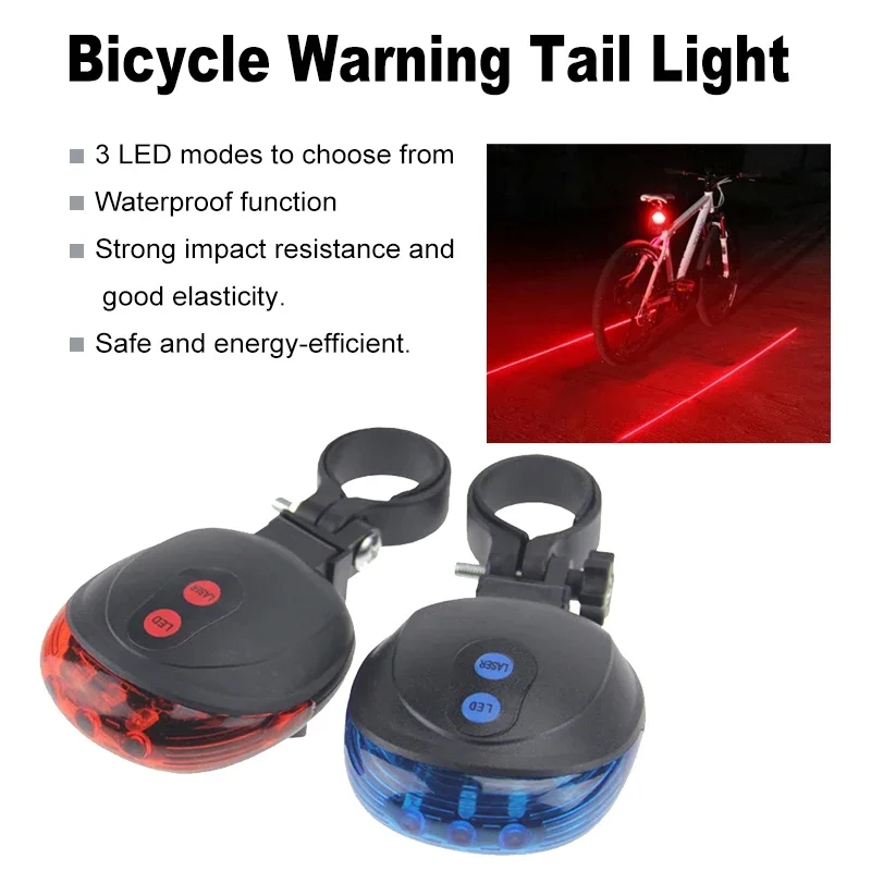 5 LEDs Bike Tail Lamp Night Riding Light Outdoor Cycling Waterproof Safety Warning Taillight Rear Light Riding Flashing Light