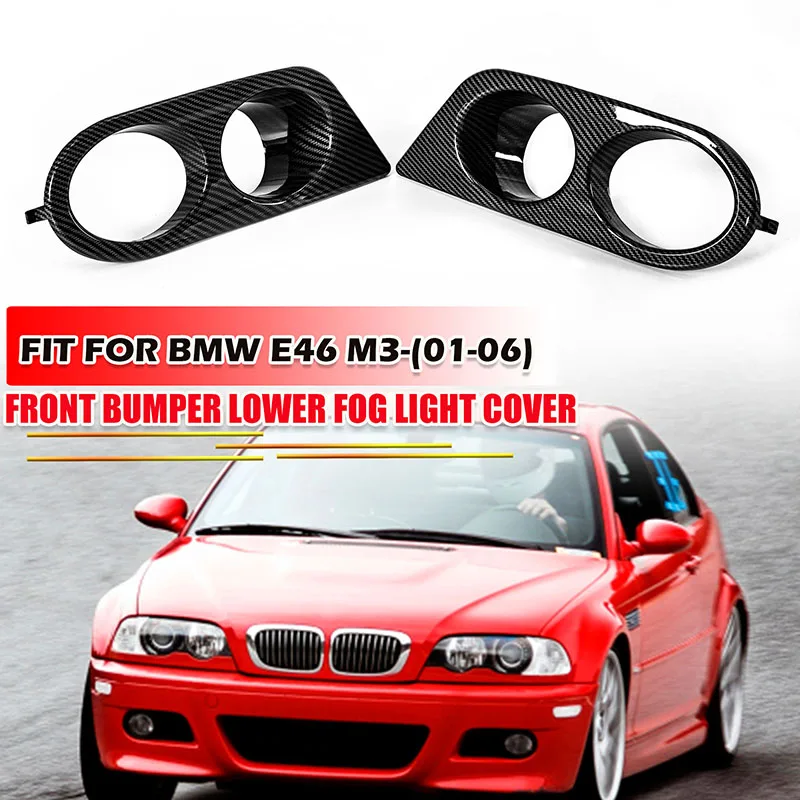 

Carbon Fiber Look/Glossy Black Fog Light Cover for BMW E46 M3 Coupe 2001-2006 Grill Frame Surrounds Air Duct Bezels Lamp Hood