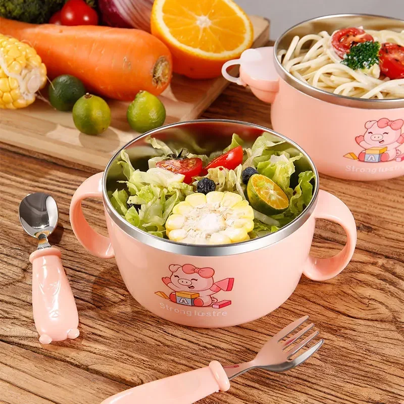 New Stainless Steel Lunch Box Student Cafeteria Sealed Fast Food Cup Portable Double-layer Insulated Instant Noodle Bowl