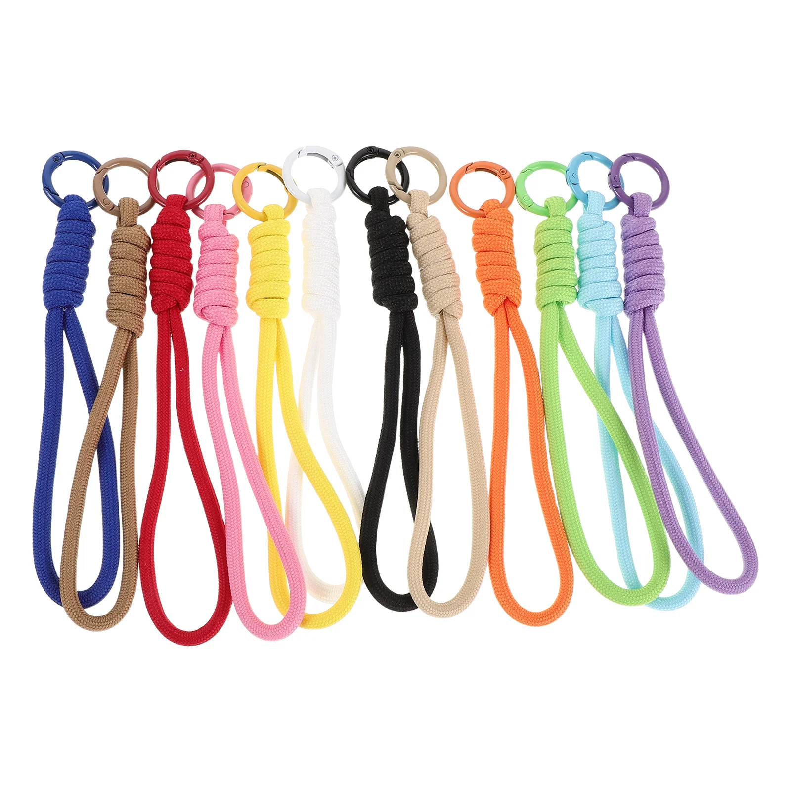

12pcs Braided Lanyard Set Colorful Woven Phone Wrist Strap Diy Craft Kit For Keychain Card Holder Handmade Jewelry Making