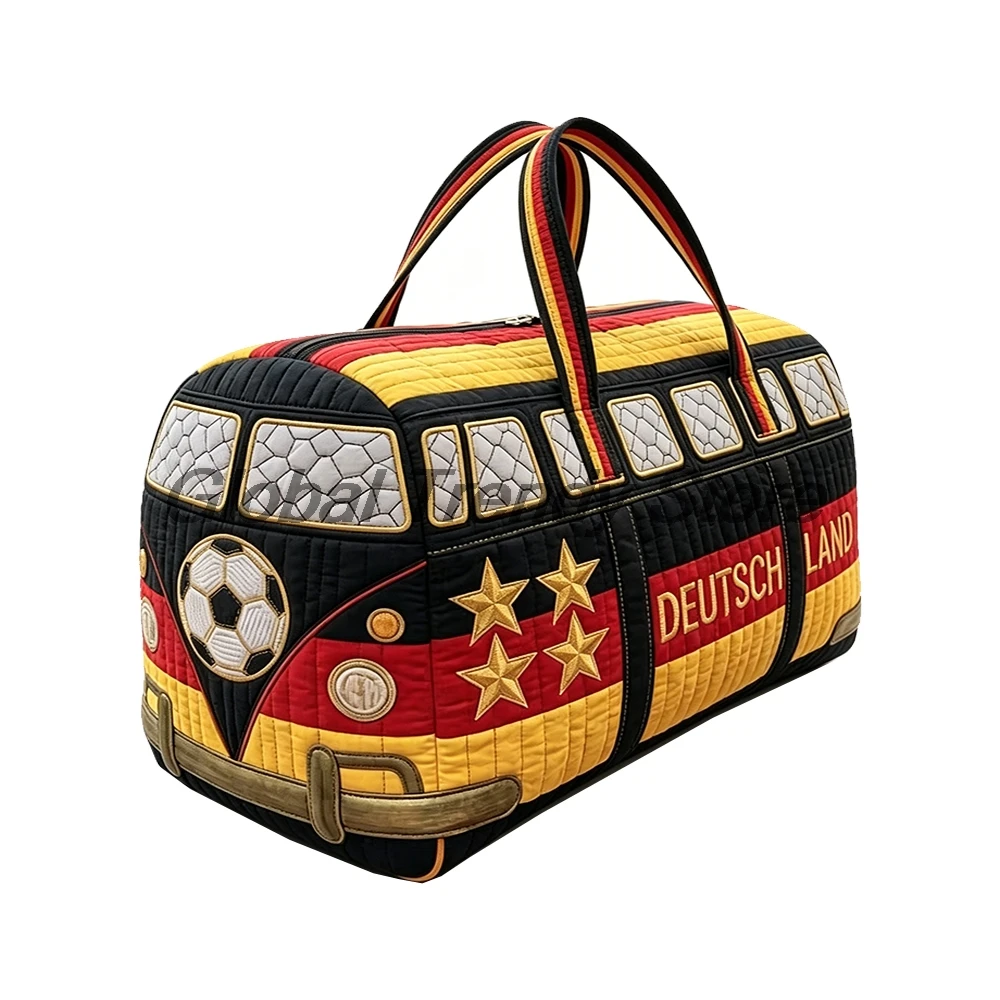 

Germany-Inspired Football Quilted Duffle Bag 2026 Summer Travel Tote Women Men Outdoor Weekender Bag