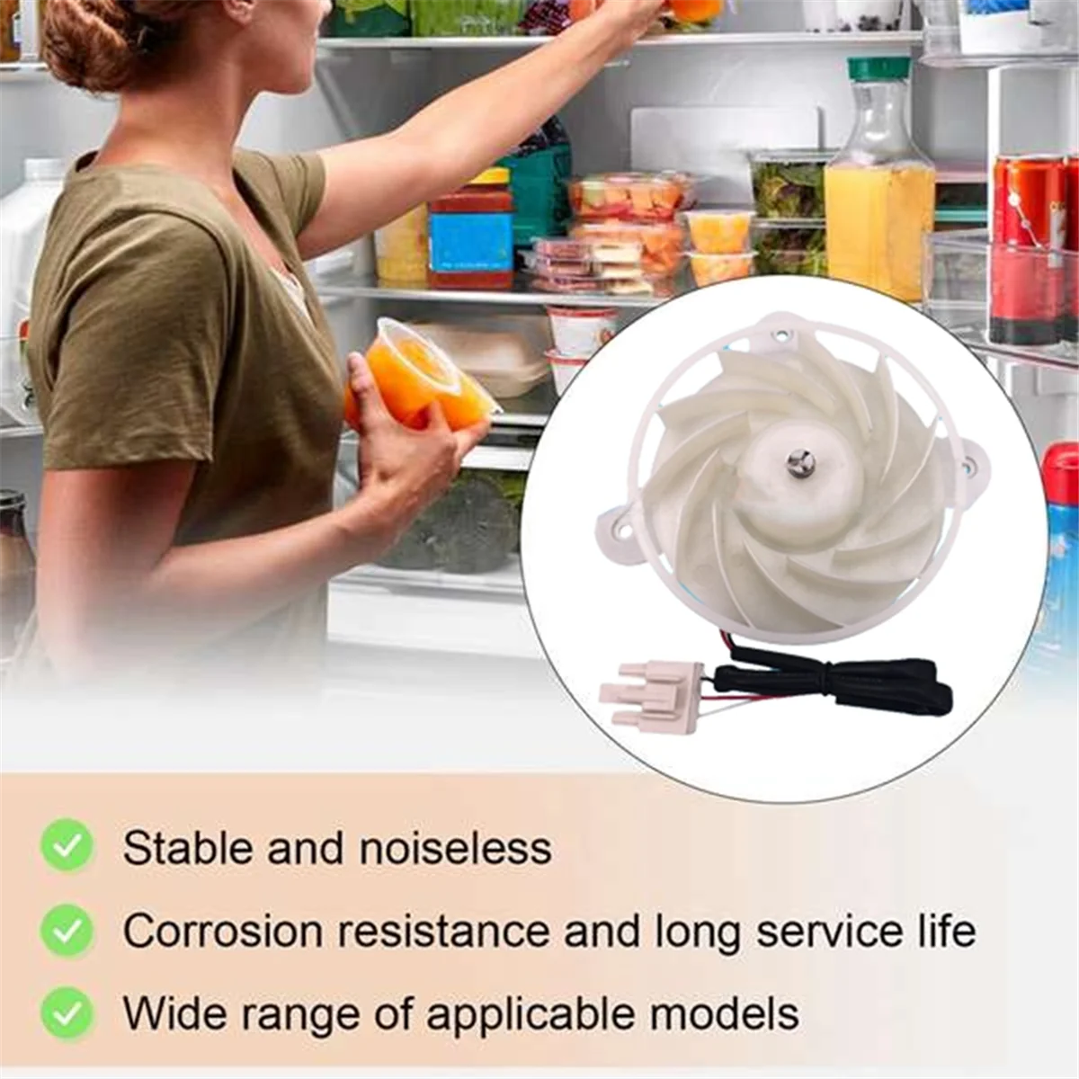 A86I-Refrigerator Evaporator Fan Motor for Meiling Fridge ZWF-30-3 BCD-430WP9C Cooling Fan Motor Replacement Part DC 12V