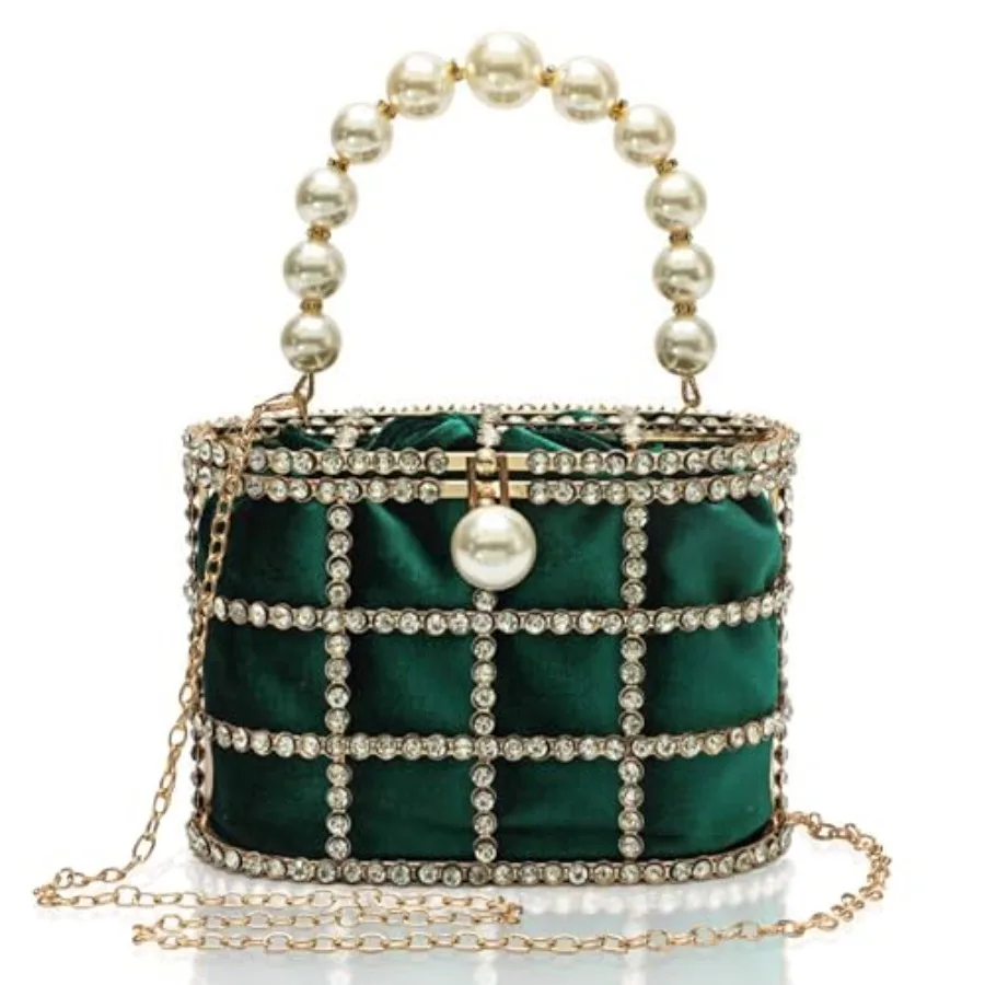 

Evening Handbag Women Clutch Purses with Pearl Diamonds for Wedding Prom Birthday Party Dinner Accessories with Pearl Diamonds,