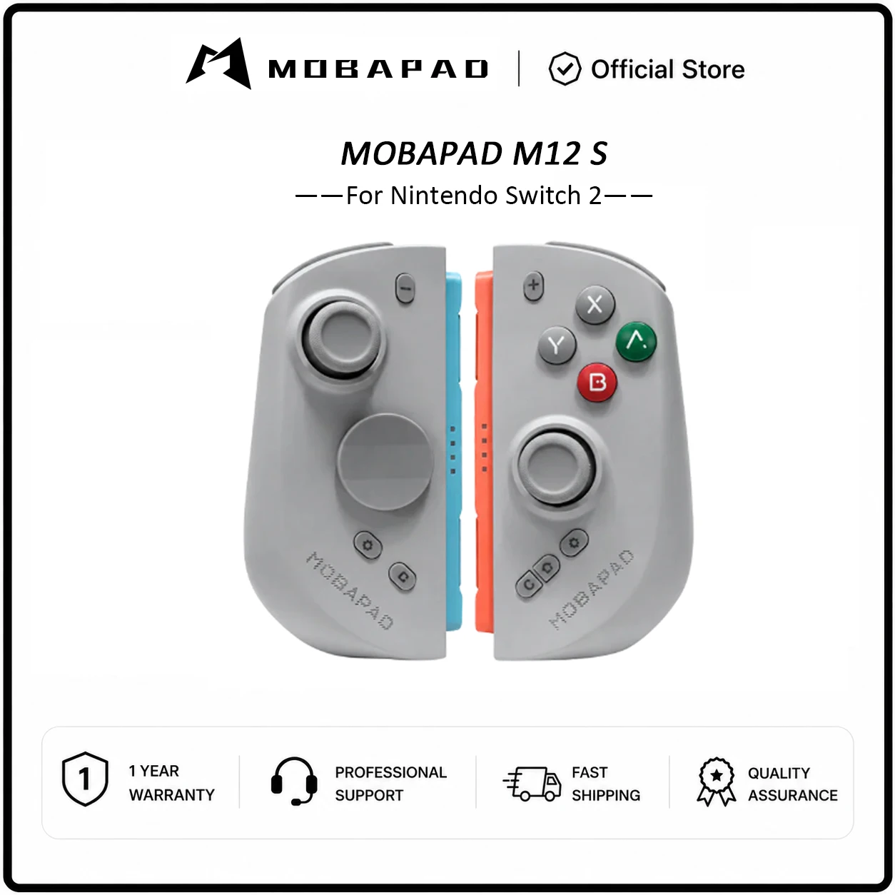 MOBAPAD M12 Switch 2用ワイヤレスジョイパッド TMR ブラック グリップなし 特別割引