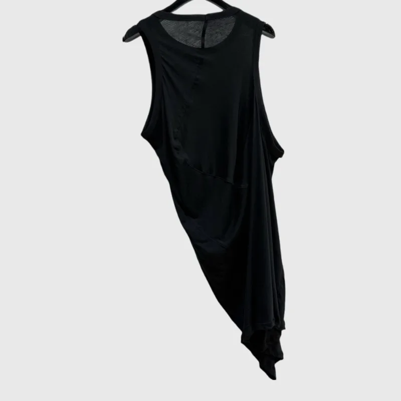 HKSH Estate Nuove Donne Chic Ins Trendy Versatile High Street Stile Scuro Gilet di Colore Solido Casual Asimmetrico Drappeggiato Canotta HK5983