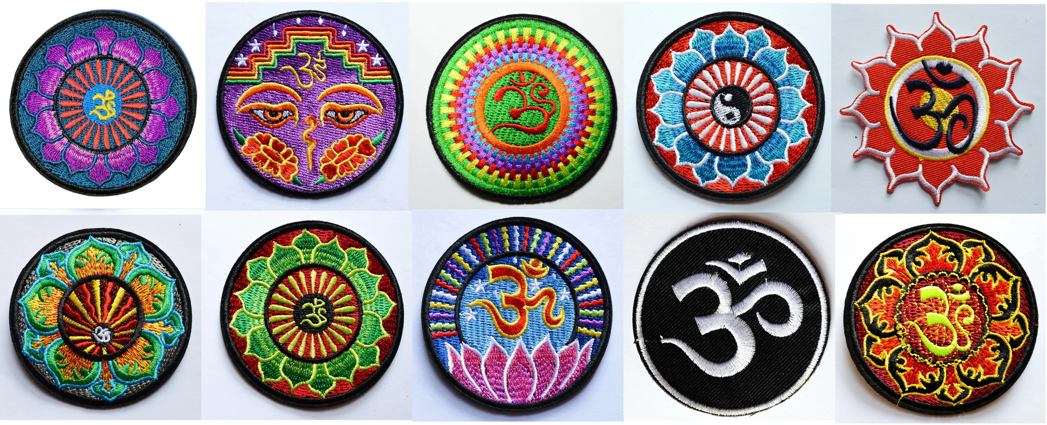 

10 kinds of yoga lotus retro hippie applique iron-on patch iron on applique motif, garment embroidery Biker DIY