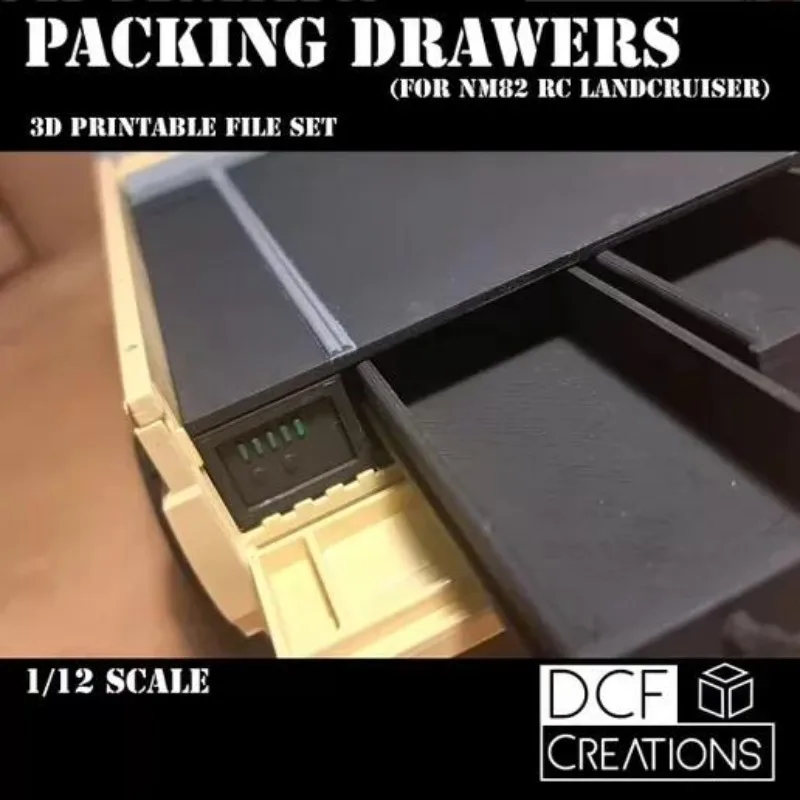 Pull-out Storage Drawer ABS Rear Cargo Tray, Scale Parts Holder Upgrade Fit MN82 LC70 1/12 RC Crawler, BLU-PRT-PAINT