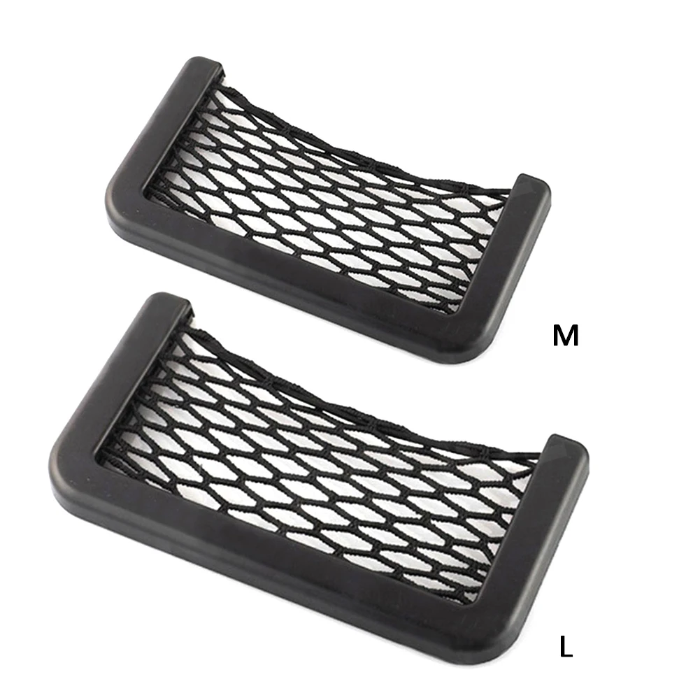 Organizador Universal de malla para coche, bolsa de red de almacenamiento para coche, bolsa de cuerda para coche, accesorios para bolso, soporte para teléfono, organizador de bolsillo