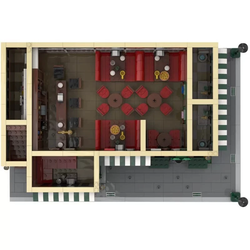 Retro Corner Bakery Building Block Toy With Red Roof And Stone Base Interlocking Brick Set For Adult Collector Desktop Display
