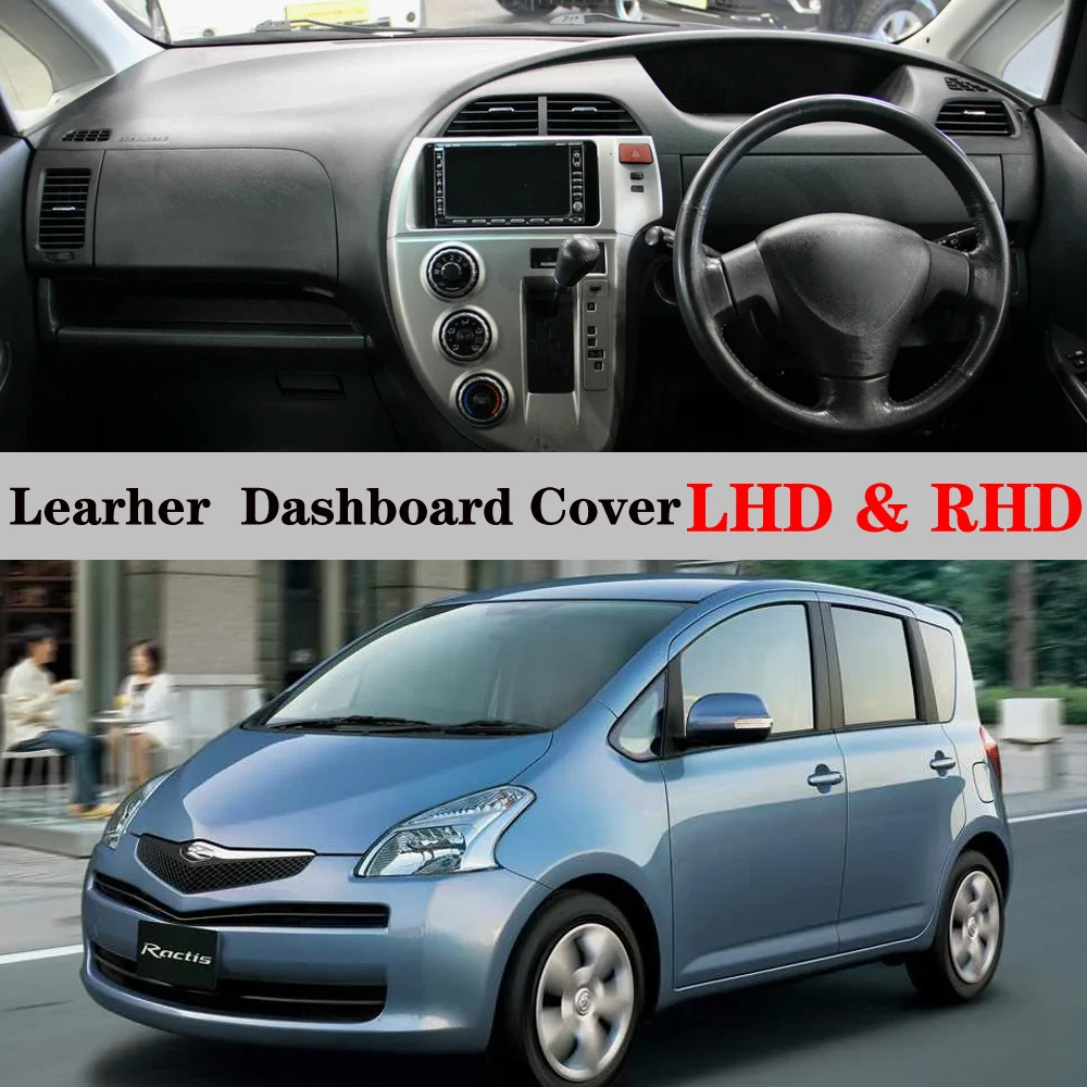Dashboard Dash Mat Cover PU Leather Pad Sunshade Anti-UV Car Accessories For Toyota Ractis NCP100 SCP100 P10 NCP105 2005 - 2010