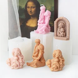 3D Mother Holding Baby Candle Silicone Mold DIY Body Art Sculpture Aromatherapy Candle Making Plaster Mould Desk Decoration