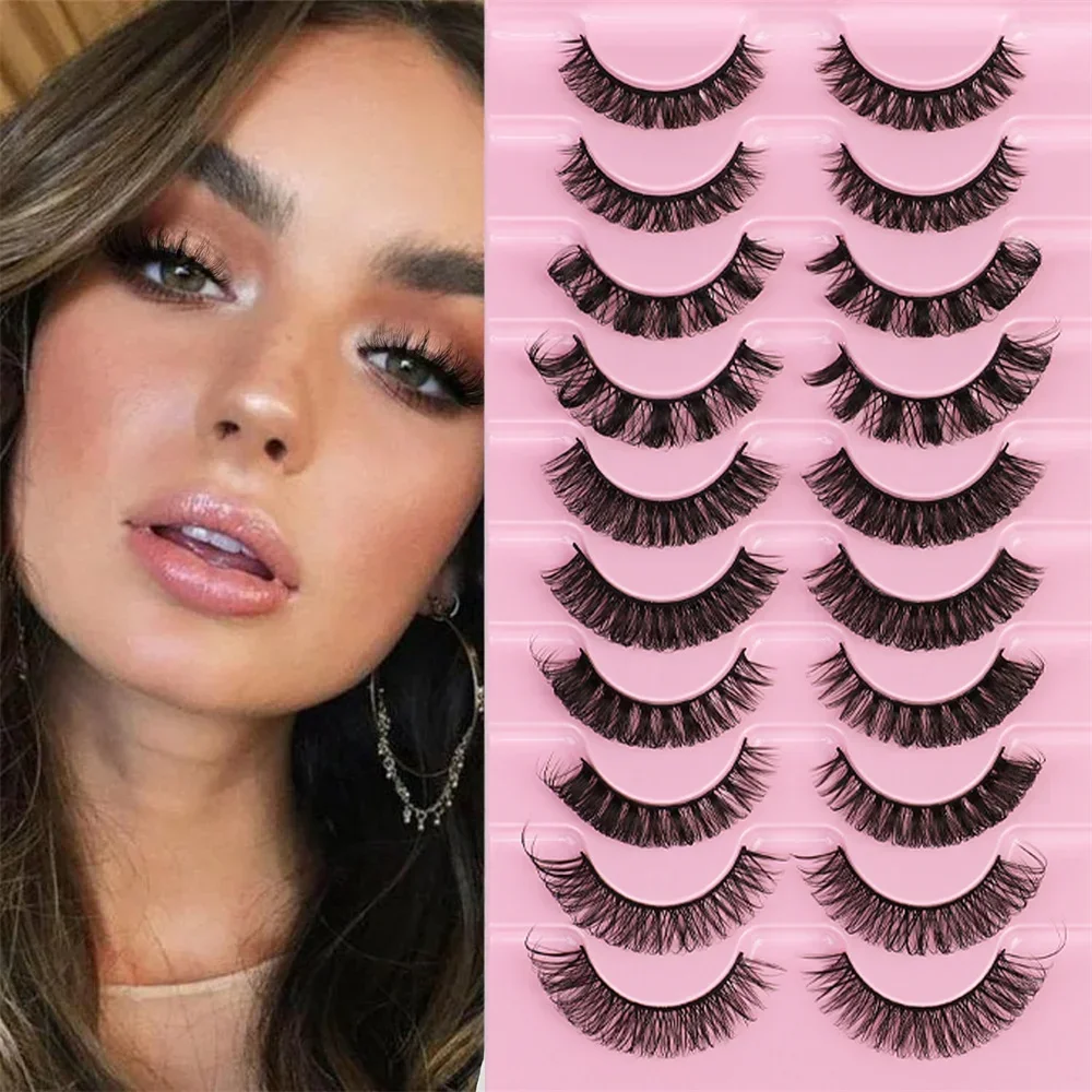 10 Pairs DD Curl 10-23mm Russian Lashes 3D Mink Eyelashes Reusable Fluffy Russian Strip False Lashes eyelashes extension