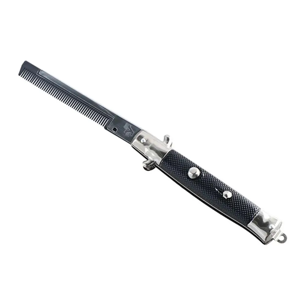 Steel Press Button Switch For Barbershop Pocket Clip Hair Styling  Accessories Folding Spring Comb Moustaches Comb
