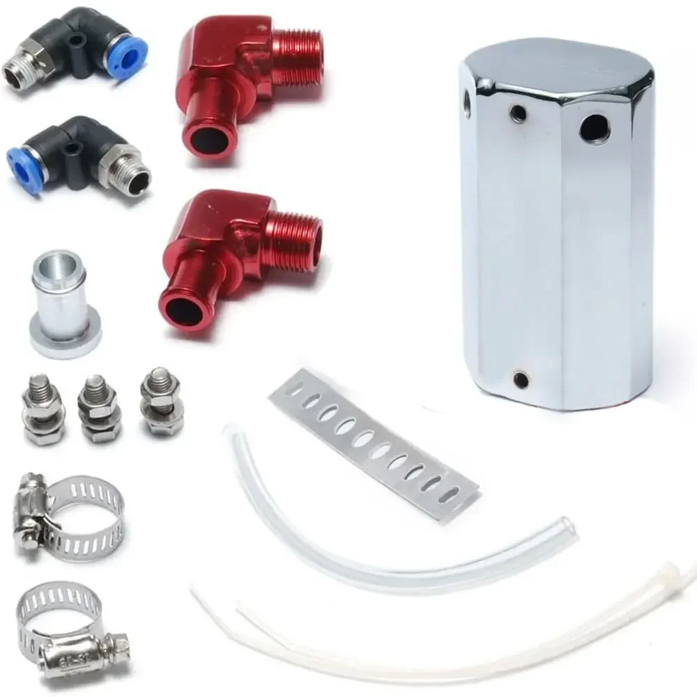 Car Universal Aluminum Racing Oil Catch Can Crankcase Oil Reservoir Collector Tank Engine Mod Parts