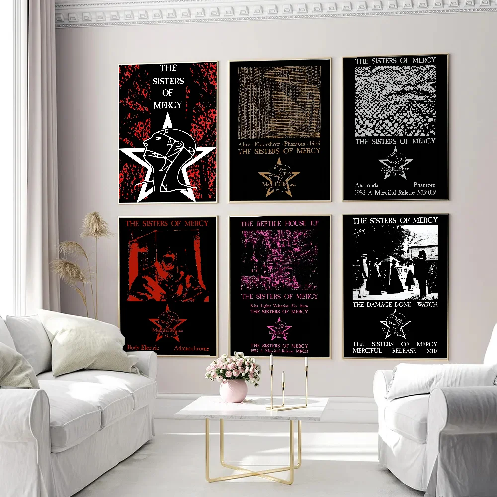 The Sisters of Mercy Whitepaper Poster Waterproof Paper Sticker Coffee House Bar Posters Wall Stickers