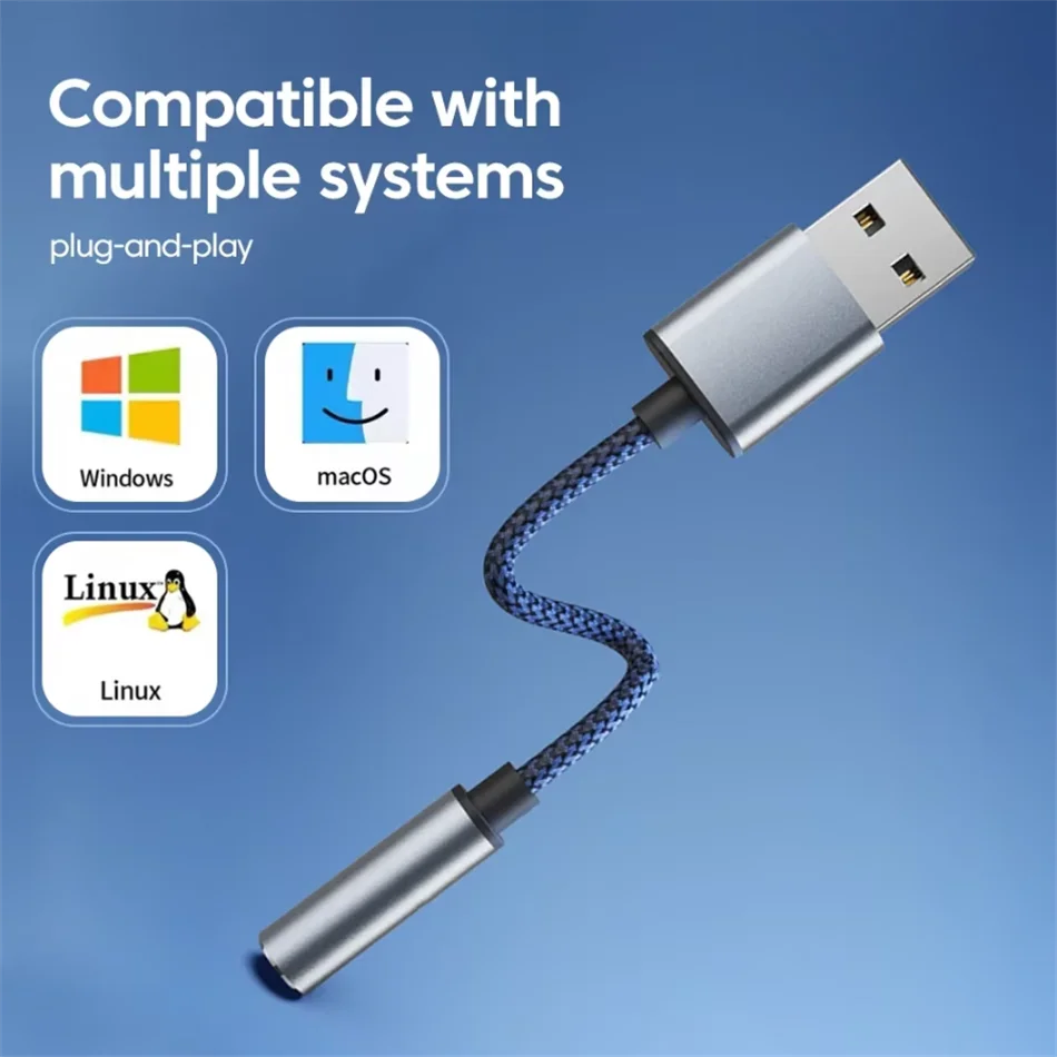 USB to 3.5mm Audio Jack Adapter USB A to 3.5mm TRRS USB to Audio Jack Adapter Headset External Stereo Sound Card for PC Laptop view 5