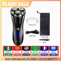HATTEKER Premium Razor Triple Blade Rotary Electric Shaver USB Charging Float Razor Hair Trimmer Barbeador for Men